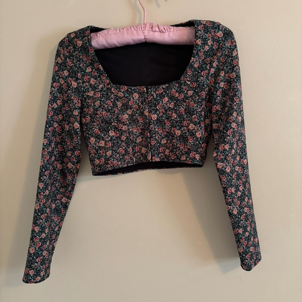 Floral Long Sleeve Crop Top